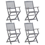 Outdoor Chair Set of 4 Grey Solid Acacia wood Standard Foldable 46334