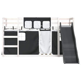 Bunk Bed without Mattress with Slide White and Black 90x190 cm Single 3284128