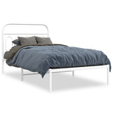Metal Bed Frame without Mattress with Headboard White 107x203cm 377162