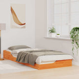 Bed Frame Wax Brown 80 x 220 cm Solid Pine Wood 873411