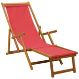 Folding Sun Lounger 3 Position Solid Eucalyptus Wood Red 42024914