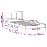 Bed Frame Brown 100 x 200 cm Solid Pine wood 872209