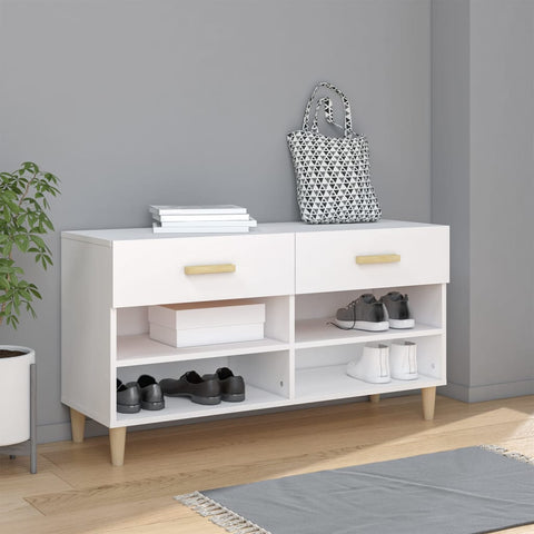 Shoe Cabinet White 102x35x55 cm Engineered Wood 812816