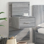 ZNTS Wall-mounted Bedside Cabinet with LED Lights Grey Sonoma 848167