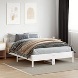Bed Frame White Solid pine wood, Plywood Double Bed Frame 3216195