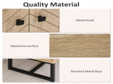 MDF 2-Tier Storage Cabinet Steel Frame Handles Tabletop Unique Home Style Organiser, 80H x 80L x T3398P344779