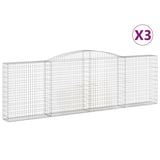 Arched Gabion Baskets 3 pcs 400x30x120/140 cm Galvanised Iron 3146880