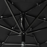 3-Tier Garden Parasol with Aluminium Pole Black 2 m 313858