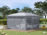 3.3 x 3.3m Pop Up Gazebo, Double Roof Foldable Canopy Tent with Zipped Mesh Sidewalls, Height T3398P314094