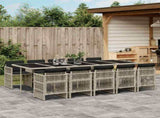 11 Piece Garden Dining Set with Cushions Light Grey Poly Rattan 3210935