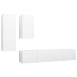 4 Piece TV Cabinet Set White Engineered Wood 3078732