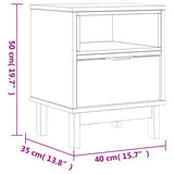 Bedside Cabinet "FLAM" 40x35x50 cm Solid Wood Pine 357812