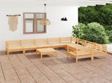 10 Piece Garden Lounge Set Solid Wood Pine 3083259