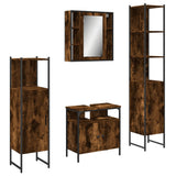 4 Piece Bathroom Cabinet Set Smoked Oak Engineered Wood 3214767
