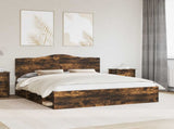 Bed Frame Smoked Oak 180 x 200 cm Solid Pine Wood 3413276