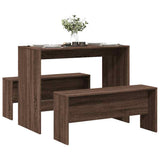 3 Piece Dining Table and Bench set Brown Oak Engineered Wood 855537