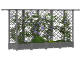 Raised Bed with Trellis and Roof Light Grey 202.5 x 40 x 121 cm 42032595