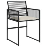 9 Piece Garden Dining Set with Cushions Black Poly Rattan 3295025