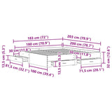 Bed Frame with Drawer Black Oak 180 x 200 cm Engineered Wood 3333962