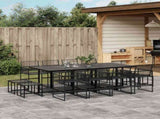 13 Piece Garden Dining Set Black Poly Rattan 3295045