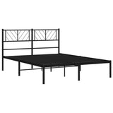 Metal Bed Frame without Mattress with Headboard Black 140x200cm 372180