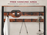 6-in-1 Industrial-Style Hallway Organiser - Brown/Black T3398P423863