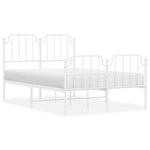 ZNTS Metal Bed Frame with Headboard and Footboard White 120x190 cm Small Double 373951