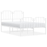 ZNTS Metal Bed Frame with Headboard and Footboard White 120x190 cm Small Double 373951