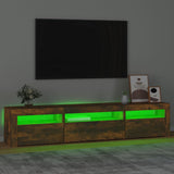 TV Cabinet with LED Lights Smoked Oak 195x35x40 cm 3152743