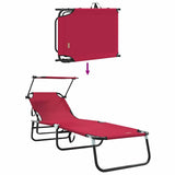 Folding Sun Lounger Folding Red 190 x 57 x 81 cm Oxford 42003130