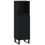 ZNTS 3 Piece Bathroom Furniture Set Black Engineered Wood 3190284