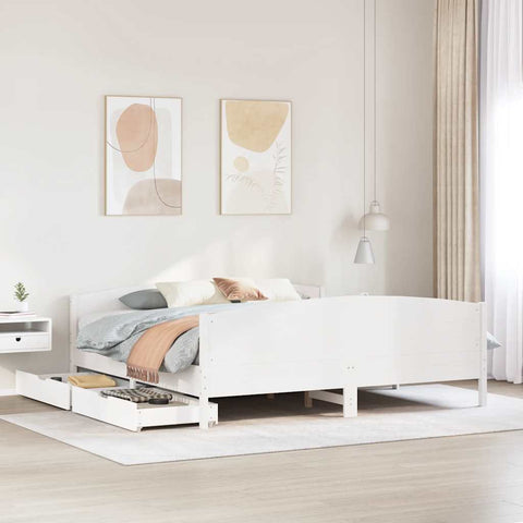 Bed Frame without Mattress White 180x200 cm Super King Solid Wood Pine 3301780
