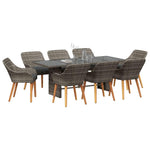 Garden Dining Set with Cushion 9 pcs Grey Poly Rattan 3261626