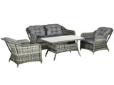 Four-Piece Rattan Set, with Glass-Top Table - Grey T3398P325108