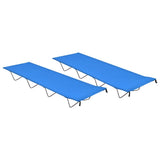 Camping Beds 2 pcs 180x60x19 cm Oxford Fabric and Steel Blue 312483