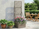 Garden Planter with Trellis Grey 35 x 30 x 135 cm Poly Rattan 42026882