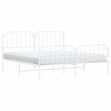 Metal Bed Frame without Mattress with Footboard White 183x213cm 373959