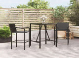 Garden Bar Set Black PE rattan, powder-coated steel, tempered glass 3187651