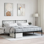 ZNTS Metal Bed Frame without Mattress with Headboard Black 180x200cm 372281