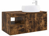 Bathroom Furniture Set 2 pcs Smoked Oak Engineered Wood 3404099