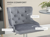 Bar Stools Set of 2, Modern Swivel & Adjustable Velvet Barstools with Button Tufted Back, Footrest, T3398P343626