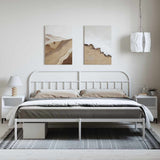 Bed Frame White Powder-coated steel 193x203 cm Bed Frame 353690