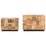 Coffee Tables 2 pcs with Block Design Rough Mango Wood 286435