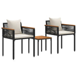Outdoor Furniture Set Black and Cream White Poly Rattan 42025232