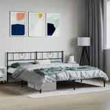 Metal Bed Frame without Mattress with Headboard Black 200x200cm 355470