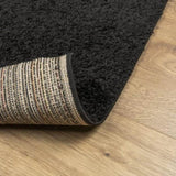 Shaggy Rug PAMPLONA High Pile Modern Black 160x160 cm 375280