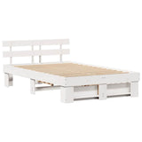 Bed Frame with Headboard White 120 x 190 cm Solid Pine Wood 3382287