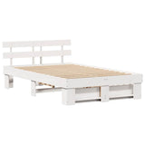 Bed Frame with Headboard White 135 x 190 cm Solid Pine Wood 3382284