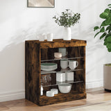 Sideboard with LED Lights Smoked Oak 60.5x37x67 cm 836697