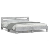 Bed Frame with LED without Mattress Concrete Grey 160x200 cm 3207535